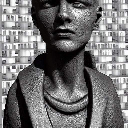 statue, cyberpunk, detailed face,
