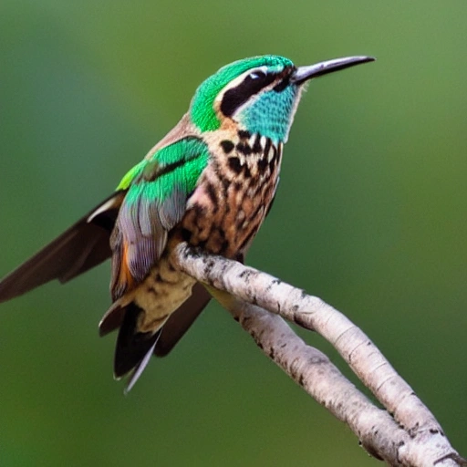 colibrí en una rama de cerezo
, 3D