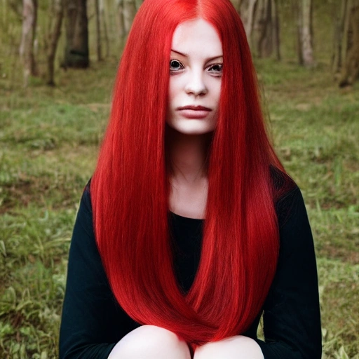 woman, red long hair 