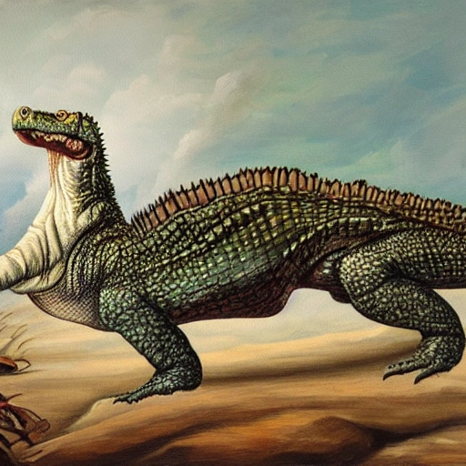 breed crocodile with  eagle
, Oil Painting