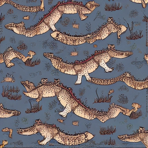 breeded detailed crocodile with fox babies
