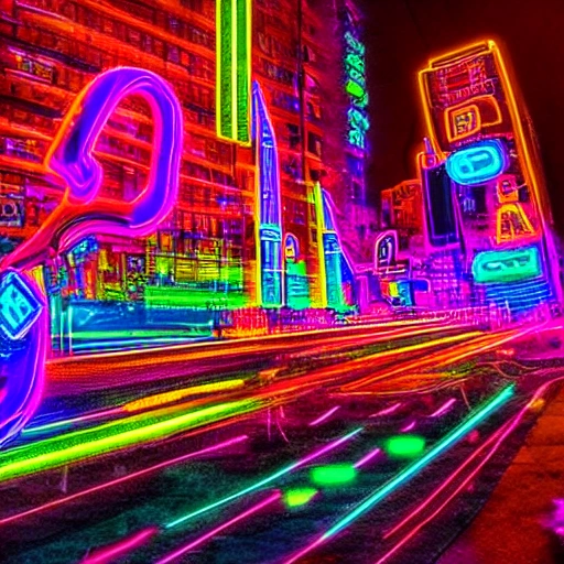 Trippy neon city
