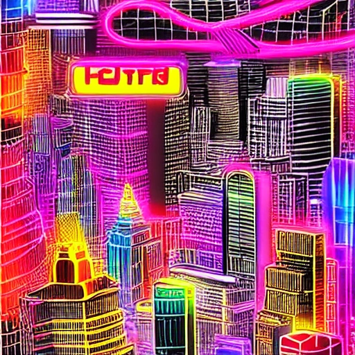 neon city, 3D, Pencil Sketch, 1080x1920 pixels