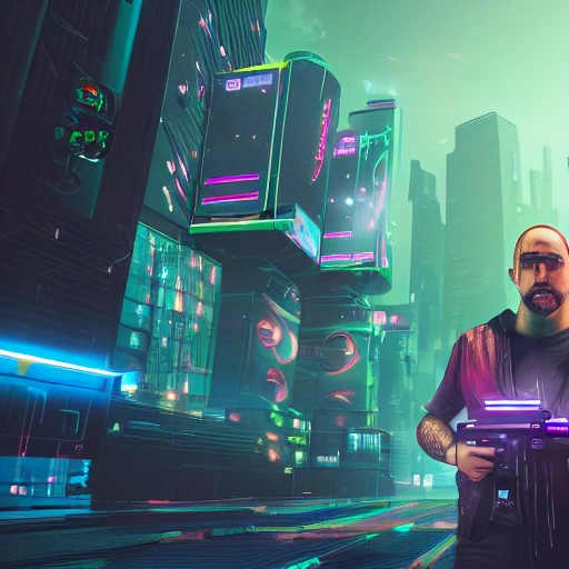  cyberpunk gamer, face, little beard, 