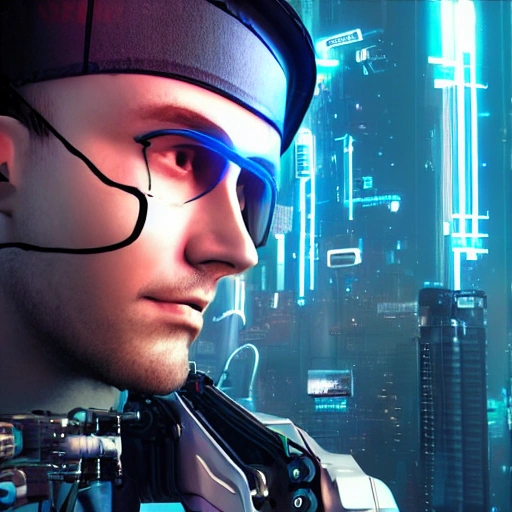  cyberpunk men pc gamer, face, little beard, 