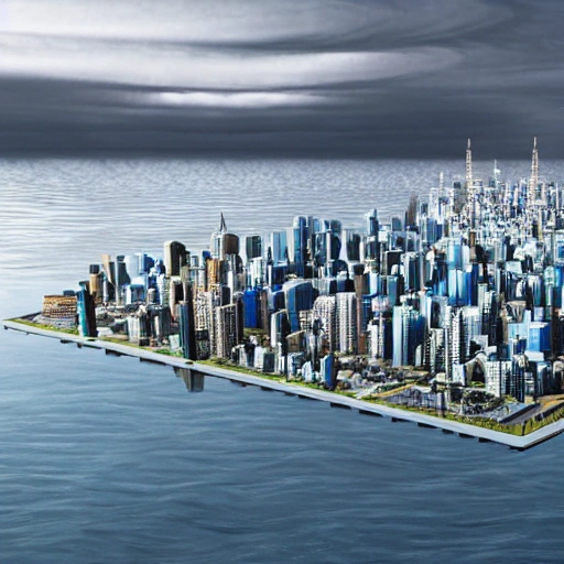  Floating sky city, future
