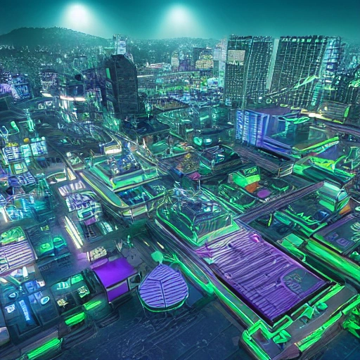 ciberpunk city, spotlight, realistic, high quality