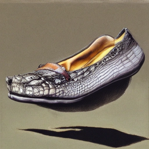 shoe, crocodile, surrealism

