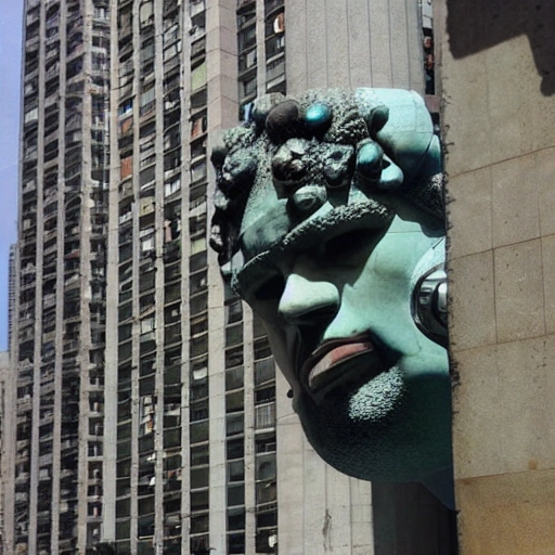 surrealism, statue, face, cyberpunk


