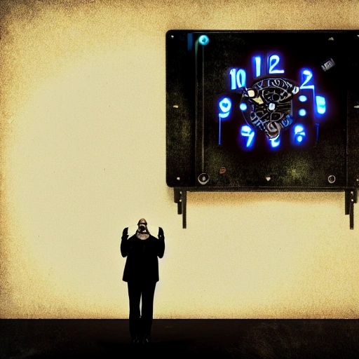 surrealism, scream, cyberpunk, clock, phone


