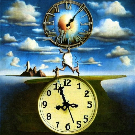 surrealism, god with a clock and sungless


