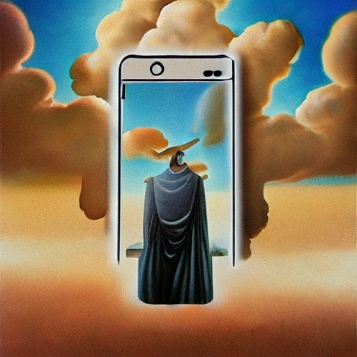 surrealism, god with a smartphone and sungless


