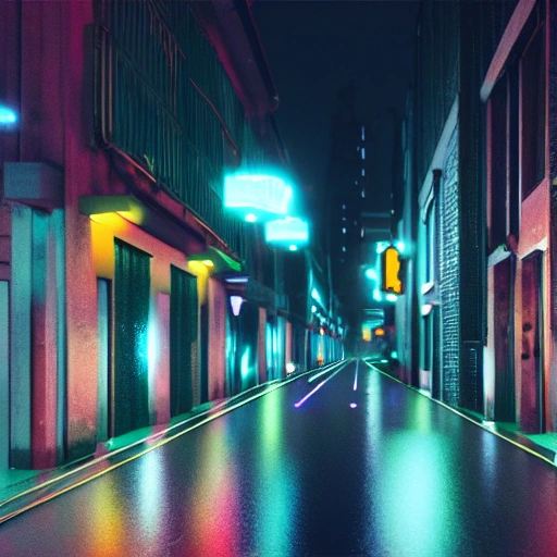 alley, neon city, spotlight, realistic, high quality, detailed, neon ligths, , render, rain, futuristic, 1.8, 1:8, 4k, 8k, detailed street, detailed, octane render, neon signs, night, raining, ray traicing, oxxo, 3D, Tokio