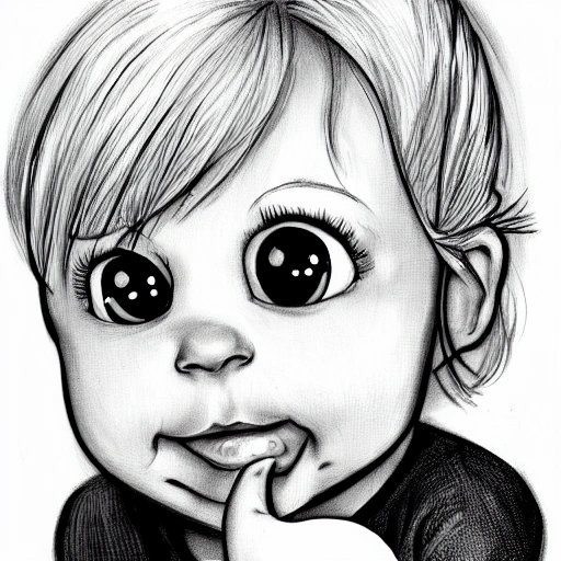 A blonde baby, high quality, photorealistic, dark, high contast, Cartoon, Cartoon