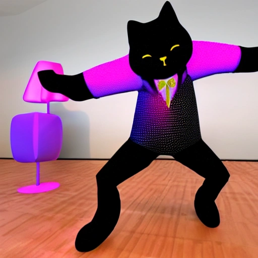 Cat dancing at a disco, 3D
