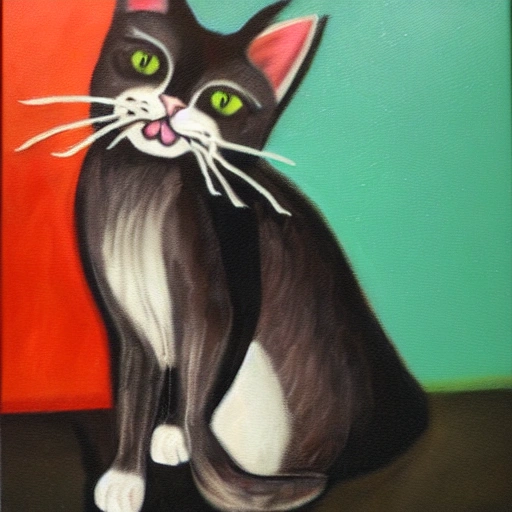 Cat dancing at a disco, dizzy, Oil Painting
