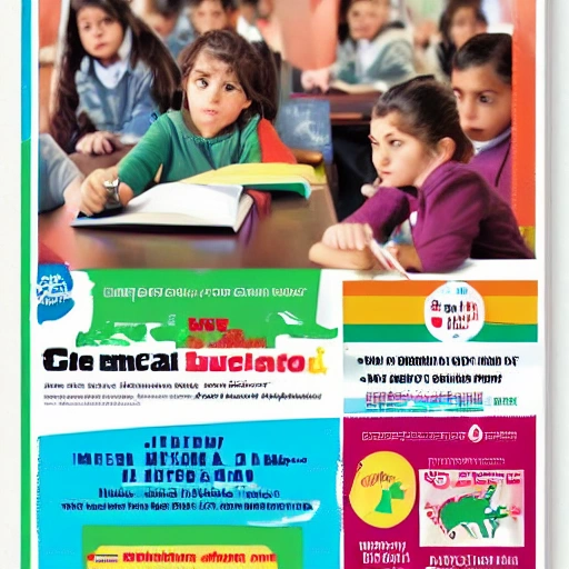 Niños estudiando poster flyer publicidad academia 