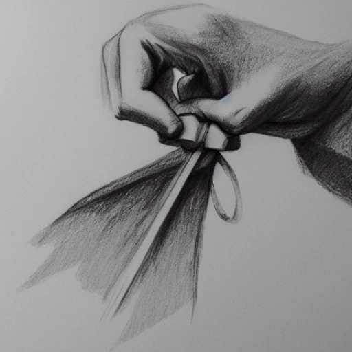 hand releasing a bow, Pencil Sketch