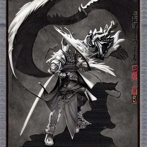 A sorcerer who casts gravity spells, as if he were a samurai.
a mystical background of a gray dragon.
Realistic style.