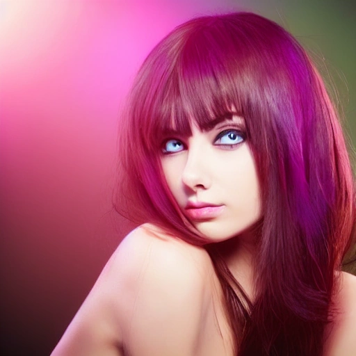 una chica gato, cara detallada, Glamor shot, Beautiful Lighting, Anime, cabello multicolor, alto contraste, luz ambiental
