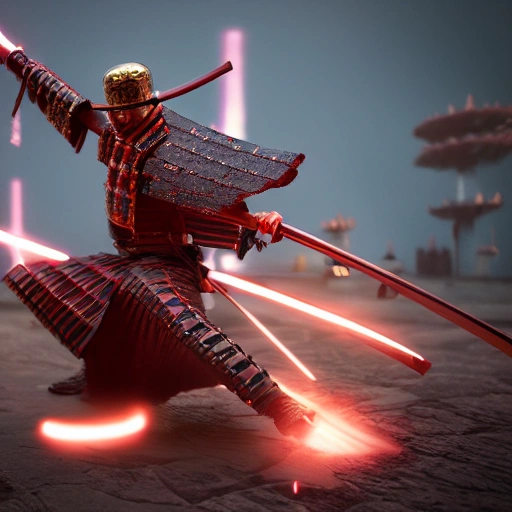 A samurai sorcerer who casts gravity spells, multicolored, vibrant high contrast, hyperrealistic, photografic, 8k, epic ambient light, octane render