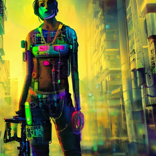 1 chica cyberpunk, cara detallada, foco, ciudad cyberpunk, multicolor, alto contraste, hiperrealista, fotográfico, 4k, luz ambiental épica,

