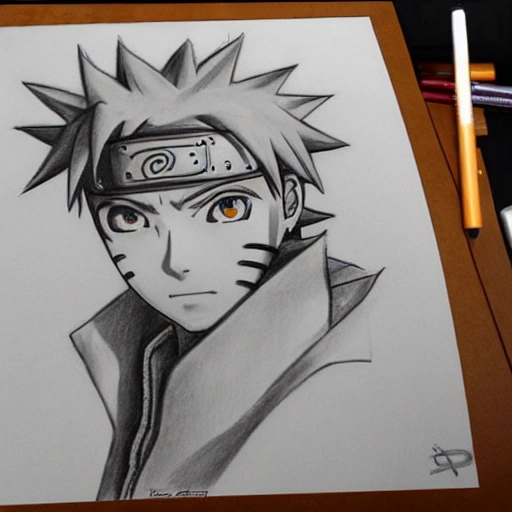 Pencil sketch of Naruto