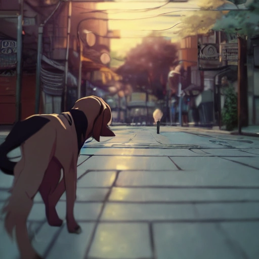 a robtic dog ,high quality, high resolution,by makoto shinkai