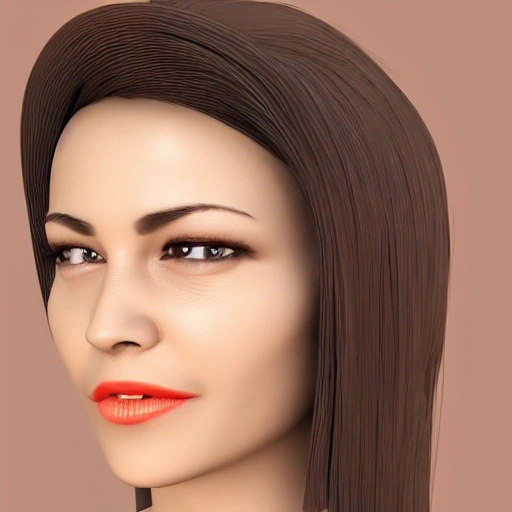 Mujer hermosa, rostro alargado,labio superior delgado, 3D