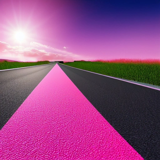 silk scarf, pink, laying, road, 3d generated, Perspective, high detailed, render, light and shadow, wind, glossy