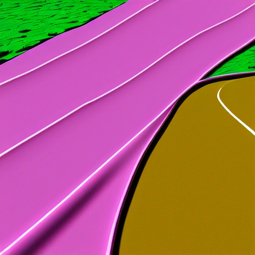 silk scarf, pink, laying, looks like a road, 3d generated, Perspective, high detailed, render, light and shadow, wind, glossy