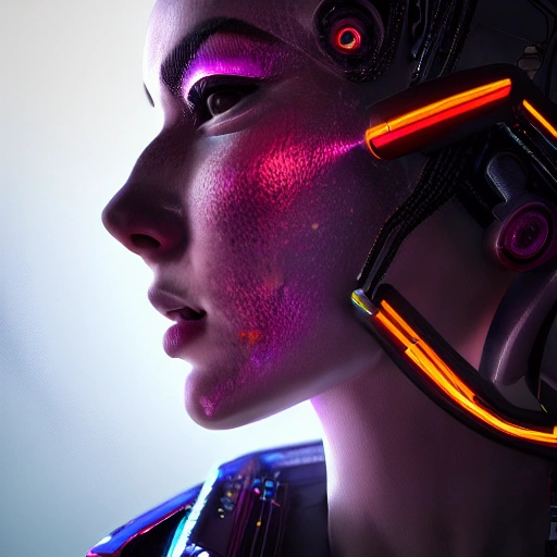 side close up portrait of 1 cyberpunk girl, detailed face, spotl ...