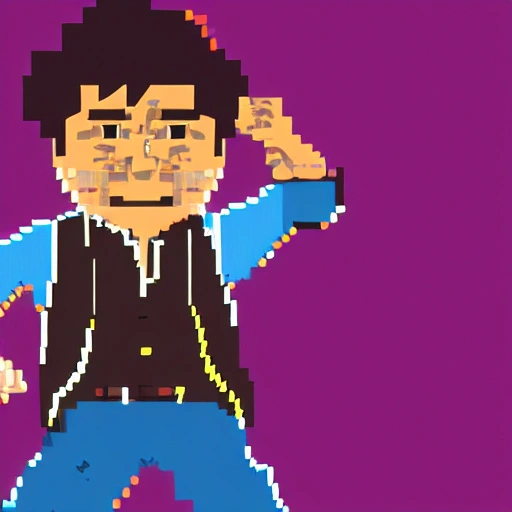 jackie chan wearing a fedora and vest, 8-bit, Neon, game concept art
