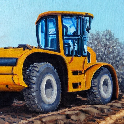 caterpillar dozer, Oil Painting