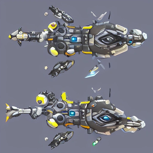 sci fi space ship, overwatch, 2d top down, game asset, top view