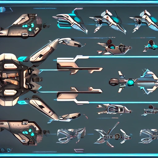 sci fi spaceship, overwatch, starcraft, 2d top down, game asset, "top view", symmetrical, sharp and crisp lines, flat shading, sprite sheet, top model, artstation, pixel perfect, no blurry, no glow, no fuzzy, no watermark, Cartoon