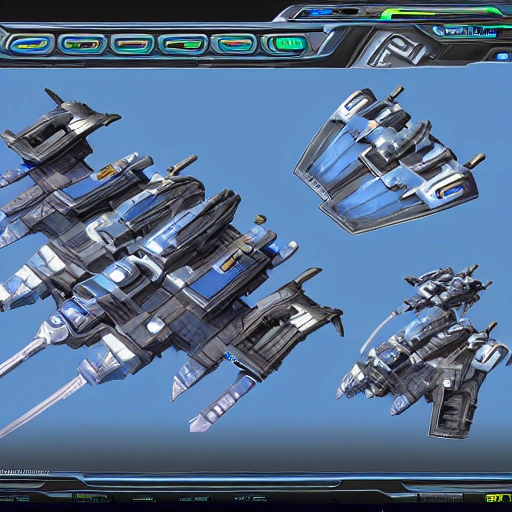 Sci Fi Spaceship Starcraft 2d Top Down Game Asset top View 