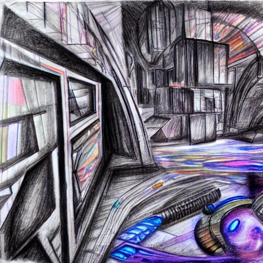 guerrero  del futuro, Trippy, Pencil Sketch, Water Color, 3D, Pencil Sketch