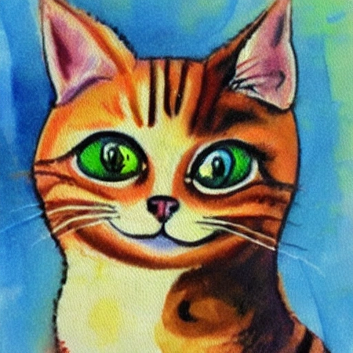 cat funny , Cartoon, Oil Painting, Water Color, Pencil Sketch