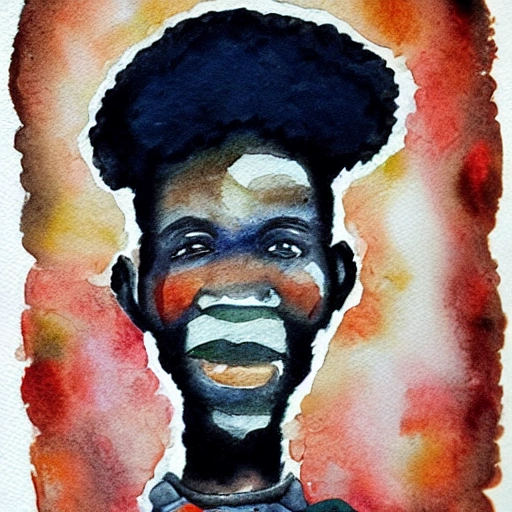 hombre guerrero africano , Water Color