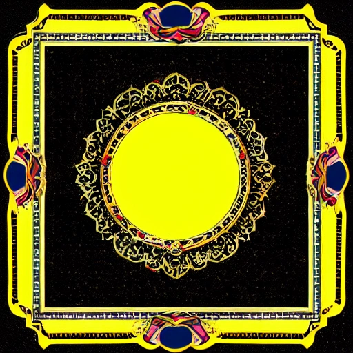 Frame with yellow with red without background