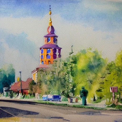 Toretsk city in Ukraine, Water Color