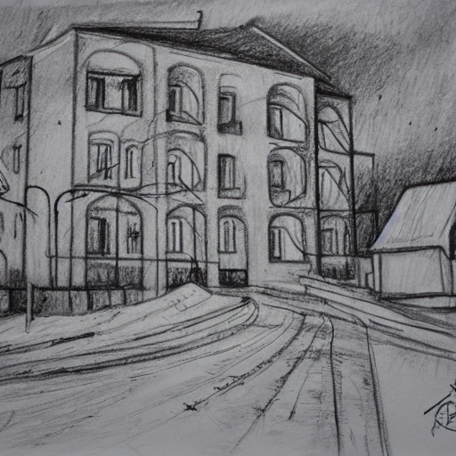 Toretsk city in Ukraine, Pencil Sketch