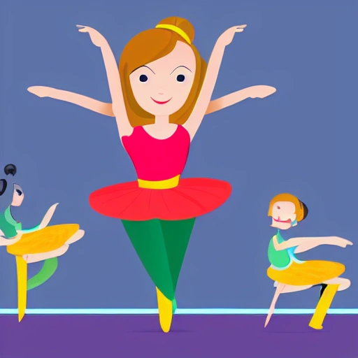 woman ballerina happy teacher, Cartoon