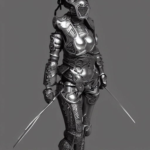 Chinese Tang Dynasty armor Cyberpunk female nude, 3D