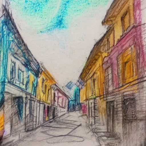 Bachmut city in Ukraine, Pencil Sketch, Water Color