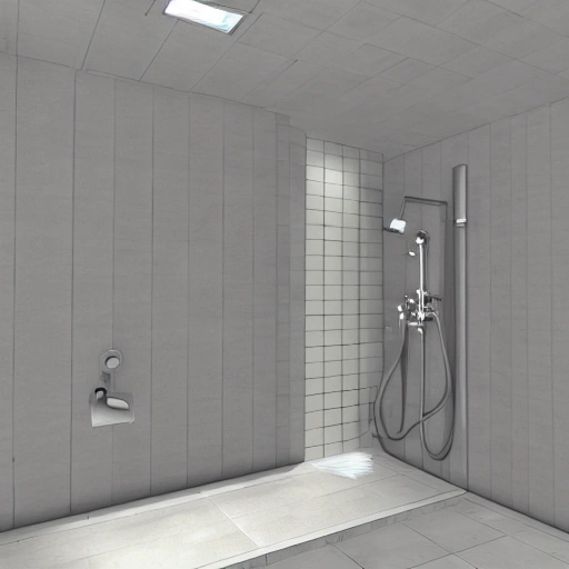 high pressure  shower inside a room, 3D