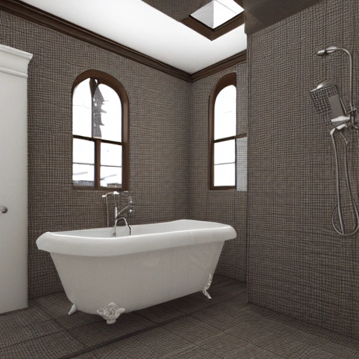 gothic shower inside a room, 3D