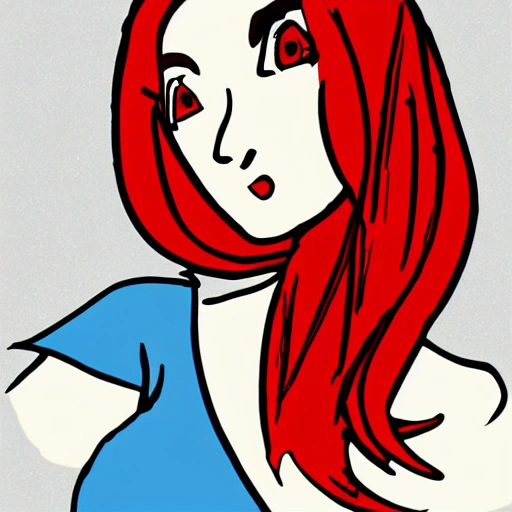 pale girl with red hair, Cartoon