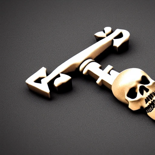 Key, 3d, simple, skull 
